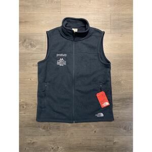 NWT The North Face Sweater Fleece Vest Mens L Heather Navy Blue Full Zip Pocket